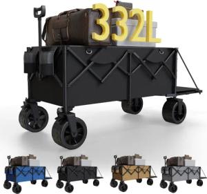 GUNJI Bollerwagen Klappbarer Wagen mit PVC-Reifen