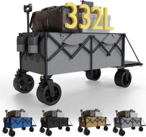 GUNJI Bollerwagen Klappbarer Wagen mit PVC-Reifen