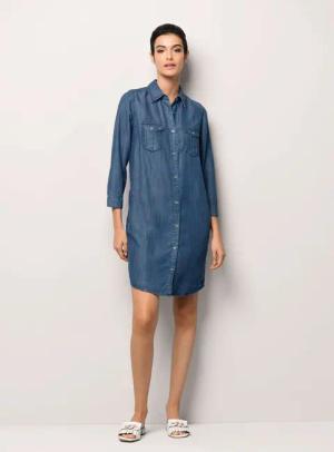 Alba Moda Midikleid Hemdblusenkleid in Jeansoptik