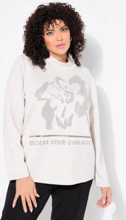 Ulla Popken Sweatshirt Sweatshirt Blüte Stehkragen