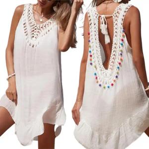 RWEUOQ Blusenkleid Strand-Tunika für Damen, Bikini-Überwurf