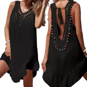 RWEUOQ Blusenkleid Strand-Tunika für Damen, Bikini-Überwurf