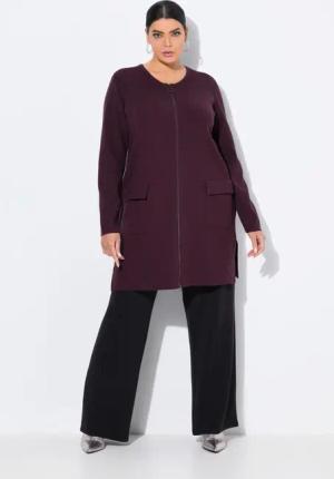 Ulla Popken Strickjacke Strickjacke Feinripp Rundhals