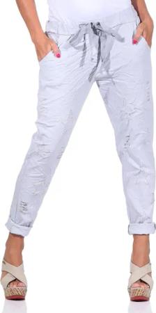 Mississhop Chinohose Damen Hose Freizeithose zerrissen