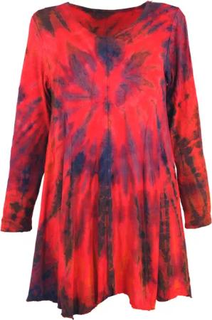 Guru-Shop Midikleid Batik Minikleid, Langarm Boho
