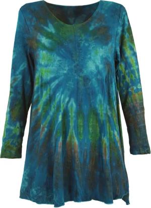 Guru-Shop Midikleid Batik Minikleid, Langarm Boho