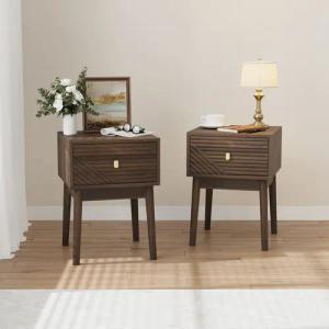 REDOM Nachttisch Kommode,Nightstand (Mid-Century Modern Nussbaum