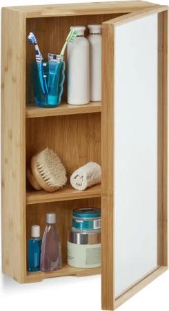 relaxdays Badezimmerspiegelschrank Bad Spiegelschrank mit Tür