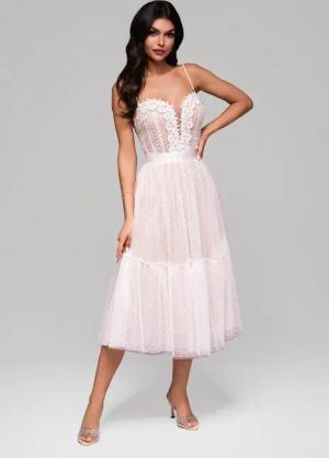 OMBRE Abendkleid Midikleid mit Spitze und