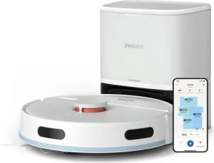 Philips Saugroboter "mit Wischfunktion XU2100/20, 130 min Akkulaufzeit, Teppichfunktion", 360 Lasernavigation und Wischfunktion, inkl. Entleerungsstation