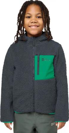 Jack Wolfskin Ice Curl Hood Jacket Kids Fleecejacke mit Kapuze Kinder 104 miscellaneous phantom / green