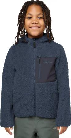 Jack Wolfskin Ice Curl Hood Jacket Kids Fleecejacke mit Kapuze Kinder 164 blue midnight sky