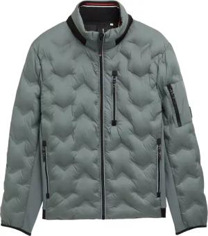 TOM TAILOR Herren Hybrid Steppjacke mit verstaubarer Kapuze, grün, Uni, Gr. XXL