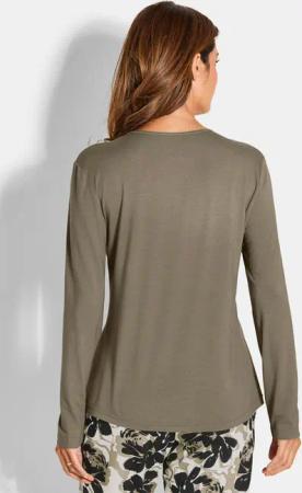 Pyjamashirt aus Viskose - khaki - Gr. 46 von Goldner Fashion