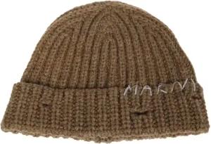 Marni Caps & Mützen - Textured Ribbed Knit Beanie With Folded Cuff - Gr. L - in Braun - für Damen