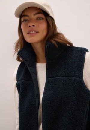 Cecil Damen Kurze Teddy-Weste in Blau, Gr: XL