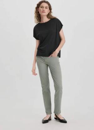 hessnatur Damen 5-Pocket Hose Skinny aus TENCEL™ Lyocell mit reiner Bio-Baumwolle - grün - Größe 44