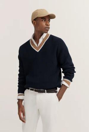 bugatti V-Ausschnitt-Pullover mit V-Ausschnitt und aus