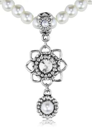 LUISIA® Perlenkette Halskette mit Anhänger Herzblüte