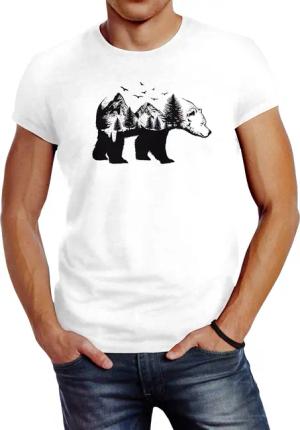 Neverless Print-Shirt Herren T-Shirt Bär Kunst
