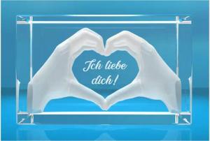 Dekofigur 3D Glasquader I Herz aus