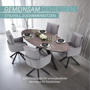 Homestyle4u Essgruppe Esstisch oval mit 4