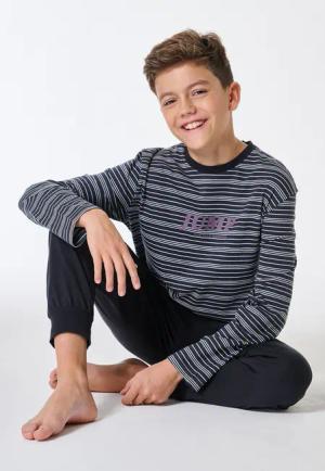 Schlafanzug lang Ringel navy - Teens Nightwear 140