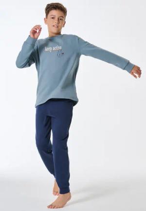 Schlafanzug lang Sweatware Bündchen mineral - Teens Nightwear 140