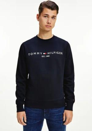 Tommy Hilfiger Sweatshirt "TOMMY LOGO SWEATSHIRT mit Rundhals und Stickerei", unifarben, casual, regular fit, Baumwollmix, Rundhals