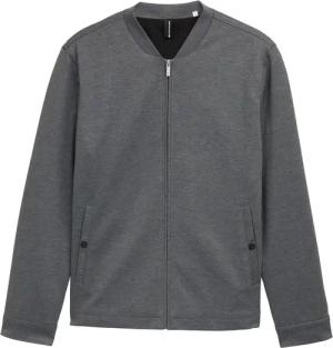 TOM TAILOR Herren Piqué Blouson Jacke mit Bomberkragen, grau, Meliert, Gr. M