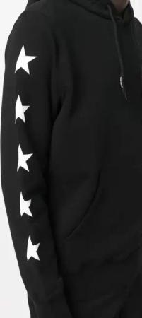 Golden Goose - Black Hoodie With Star Graphics And Front Pocket - Größe L - schwarz