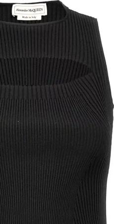 Alexander McQueen - Ribbed Knit Midi Dress - Größe XS - schwarz