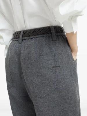 Brunello Cucinelli - High-Waisted Textured Trousers - Größe 44 - grau