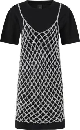 Pinko - Casual Mini Dress With Netted Overlay - Größe L - schwarz