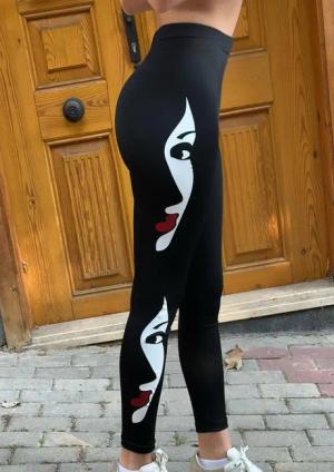 Moda Yakamoz Leggings JANE'S Damen Gesichtsbedruckte