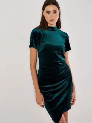 Apricot Partykleid Minikleid aus Samt, mit