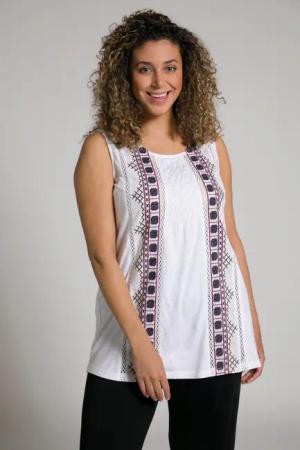 Ulla Popken Longtop Top Stickerei gesmokte