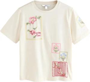 Next T-Shirt T-Shirt mit Kreuzstickerei, Kurzgröße