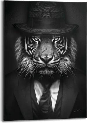 Reinders Poster "Tiger Man", Hobbyraum - Hut - Kostüm - Schwarz-Weiß - MDF - Tiere - 50x70 cm