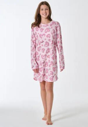 Nachthemd langarm Herzen zartrosa - Teens Nightwear 164