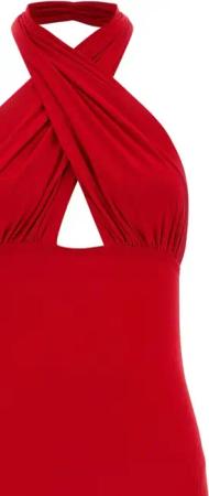 Norma Kamali - 'Cross Halter Fishtail' Dress - Größe M - rot