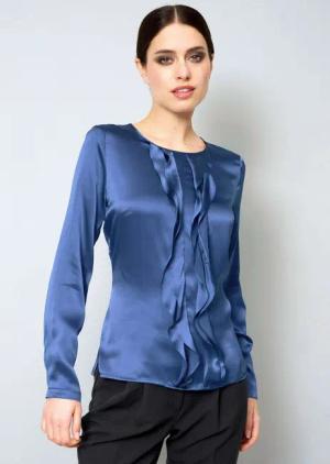 Alba Moda Langarmbluse Seidenbluse mit Volants