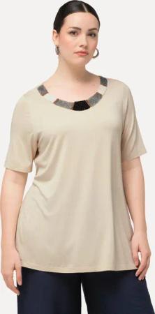 Ulla Popken T-Shirt T-Shirt Perlenstickerei A-Linie