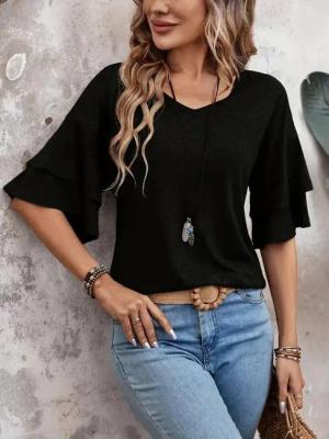 Moda Yakamoz Blusentop JANE'S Damen Kurzarm