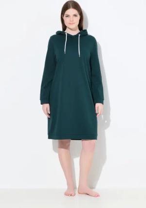 Ulla Popken Schlafanzug Loungwear-Kleid Kapuze weich