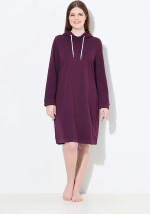 Ulla Popken Schlafanzug Loungwear-Kleid Kapuze weich
