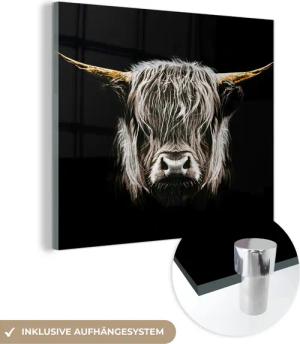 MuchoWow Acrylglasbild Schottischer Highlander - Gold