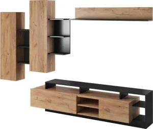 MOEBLO Wohnwand SET015, (Craft Eiche Gold