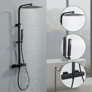 HOMELODY Duschsystem Schwarz Regendusche mit Thermostat
