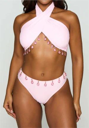 Moda Minx Bikini-Hose "Hera Fixed Droplet High Waist Bikini Bottom", (1 St., Panty), mit edlen Schmuckelementen